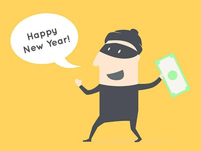 Bank fraud suspect wishing happy new year.
