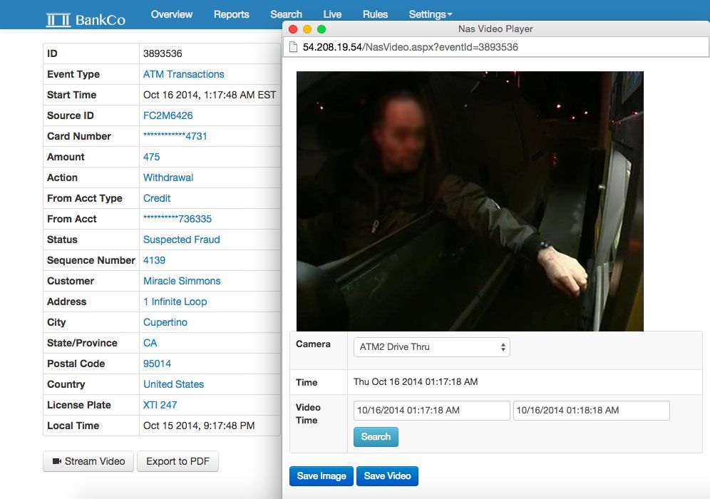 Bankco Fraud Solink Example Demonstration