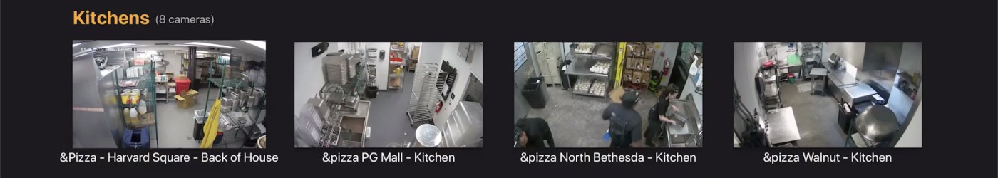 Video surveillance footage of &pizza's kitchen.