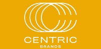 A logo for centric brands on a yellow background.