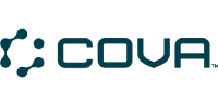 The cova logo on a green background.