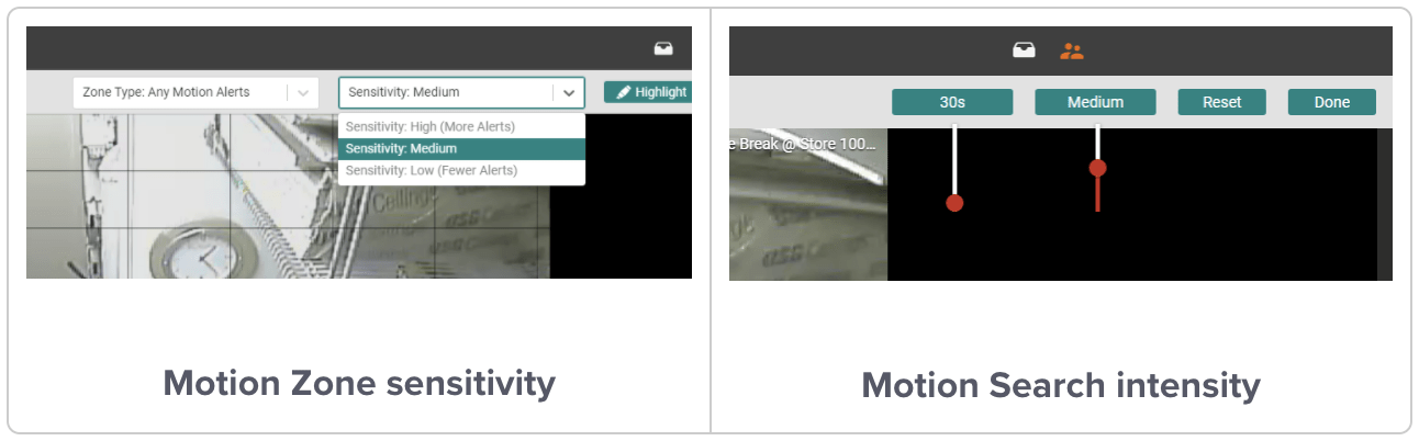 Motion zone securitity intensity - screenshot.
