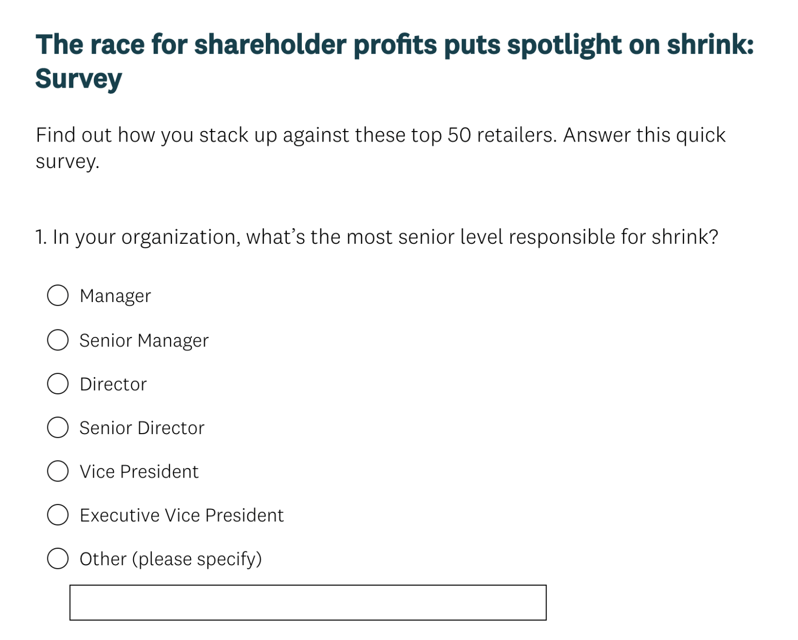 The race for shareholder profits put shine survey.