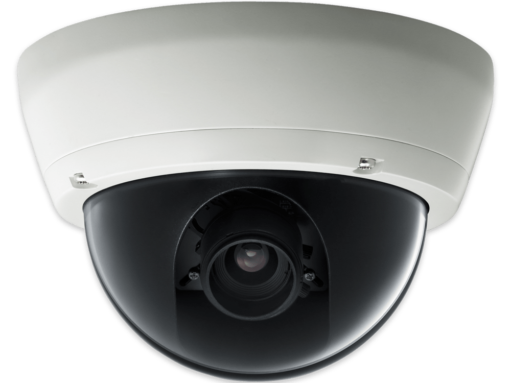 A cctv camera on a white background.