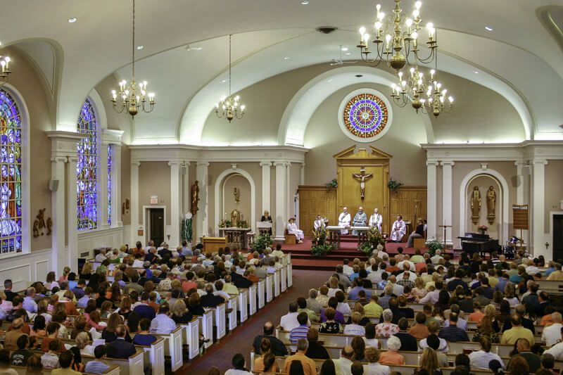 church-video-security-during-service A large church filled with people.