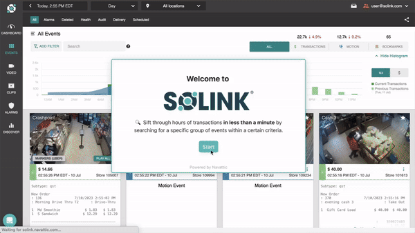 The solink dashboard