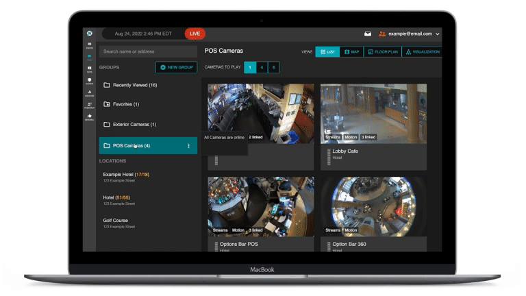 Organize your locations within camera groups for easy remote access within the Solink platform