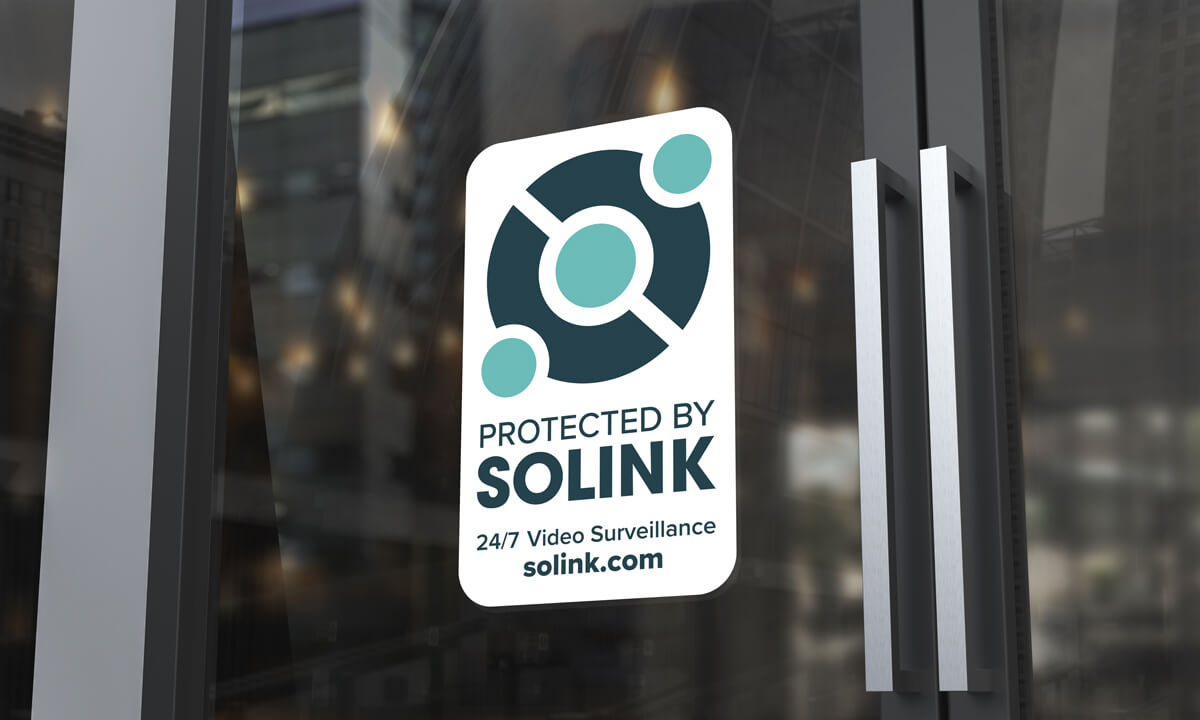 Solink provides 24/7 cloud video surveillance. This decal is shipped with every product so visitors know they are being protected.