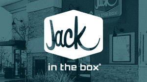 Jack in the box logo with a blue overlay in the background