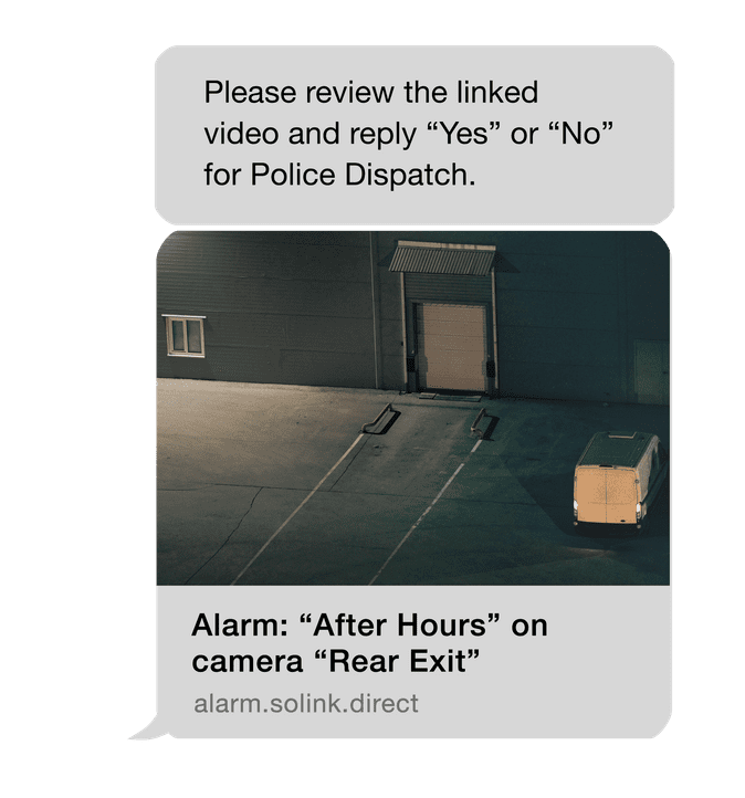 A text message that says please review the linked video and reply yes or no.