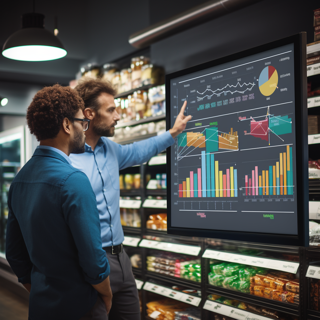 retail workers discussing the retail budget.