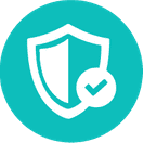 A shield with a check mark on it.