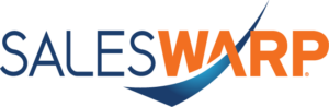 Saleswarp logo with an orange and blue arrow.