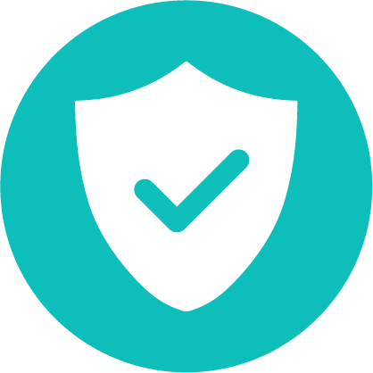 A shield icon with a check mark on it.