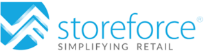 A logo for storeforce simplifying retail.