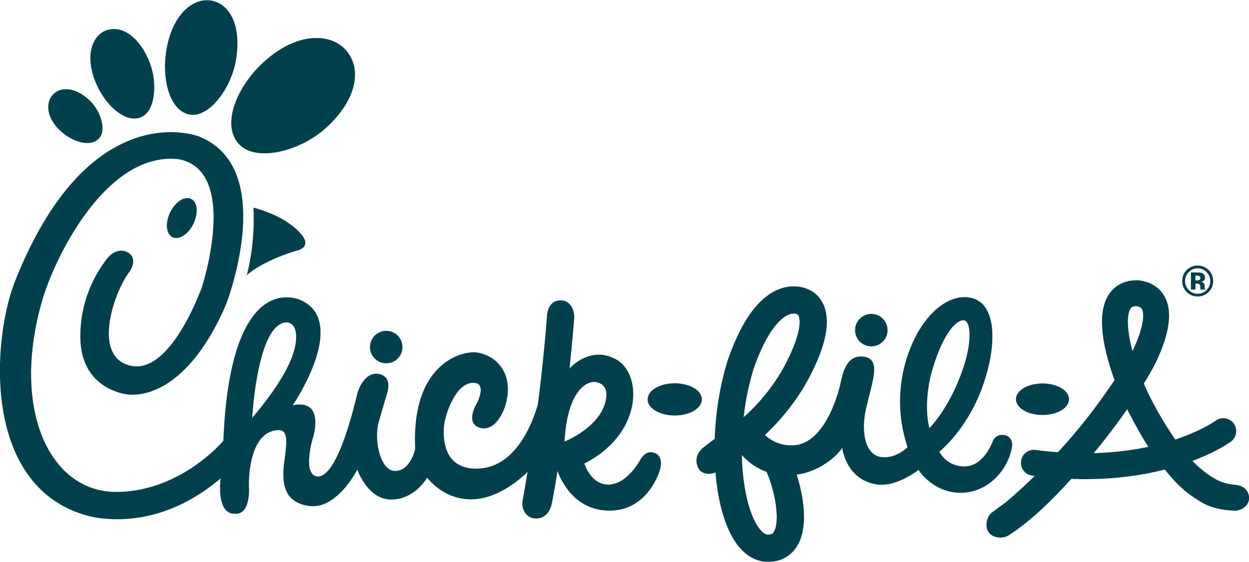 Chick-fil-A logo featuring the text "Chick-fil-A" in stylized font with a chicken head design incorporated into the letter "C".