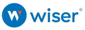 A blue logo with the word wiser on it.