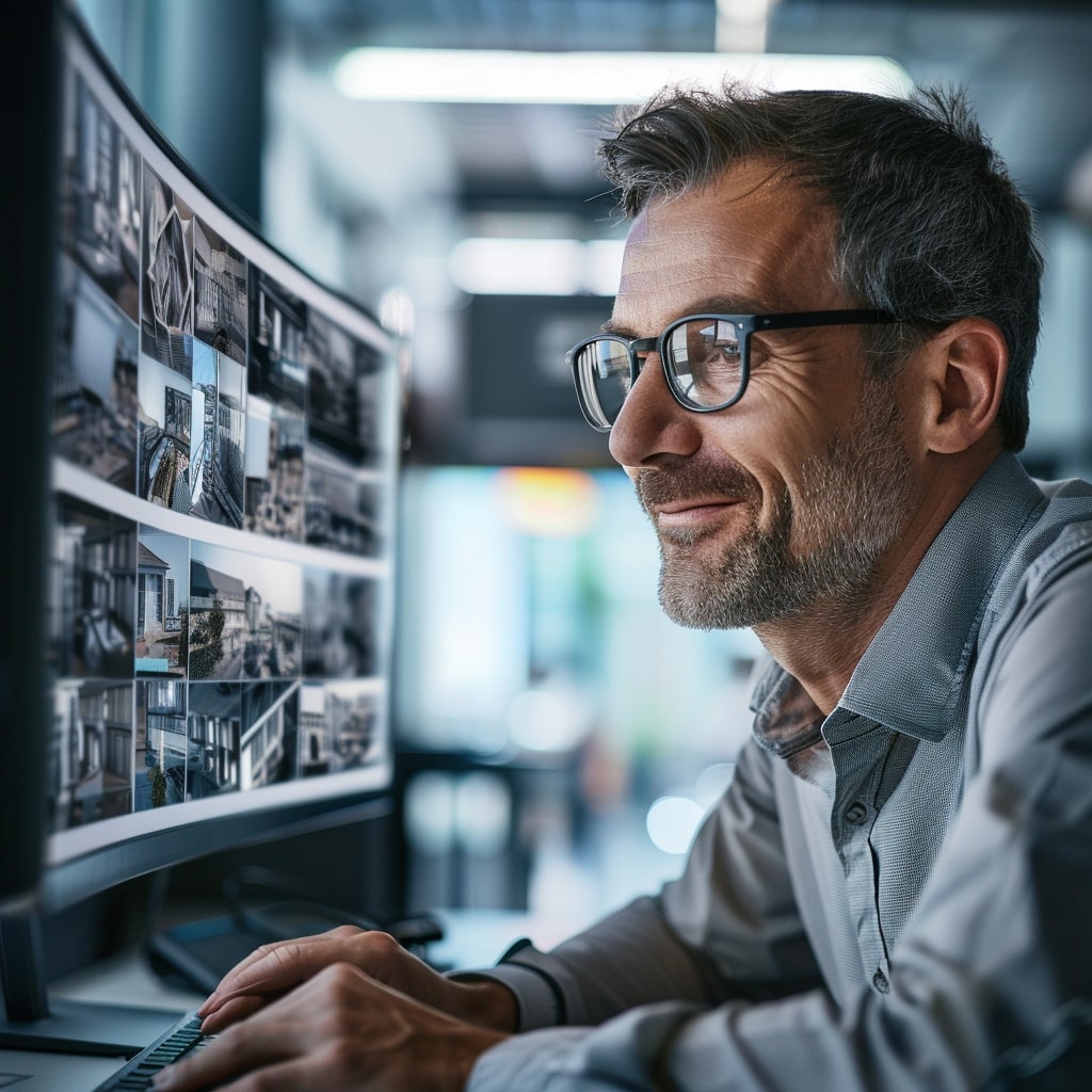 A man looking at a computer screen.