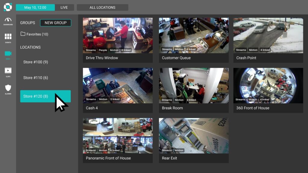 The Solink dashboard, where you can easily view all of your locations and manage them remotely
