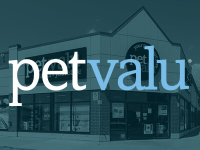 Petvalu is a pet store with a sign on the front.