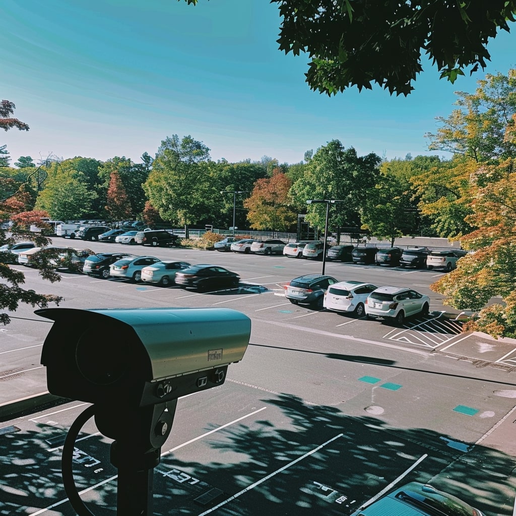 A camera on a parking lot.