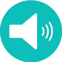 A sound icon in a blue circle.