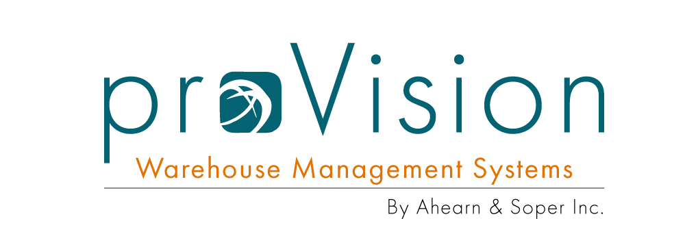 Logo of provision warehouse management systems with stylized text and graphic elements.