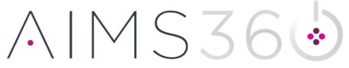 Logo of aims 360 featuring stylized text and circular design elements.