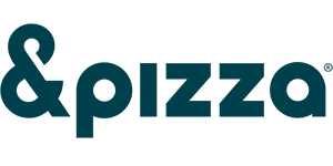 Logo of "&pizza" featuring stylized text with an ampersand followed by the word "pizza.