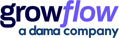 The image features the GrowFlow logo with the text "growflow a Dama company" in a stylized font.