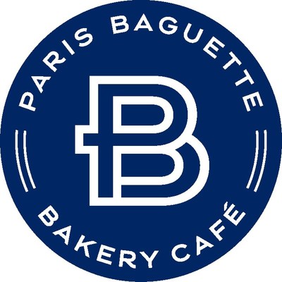 Logo of Paris Baguette Bakery Café featuring a stylized "B" in white against a dark blue circle with the text "Paris Baguette Bakery Café" surrounding it.