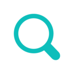 Investigate incidents easily with Solink - Illustration of a teal magnifying glass icon on a white background.