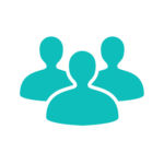 Customize Solink across different users - Icon depicting three silhouetted figures in teal, arranged in a triangular formation.