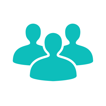 Customize Solink across different users - Icon depicting three silhouetted figures in teal, arranged in a triangular formation.