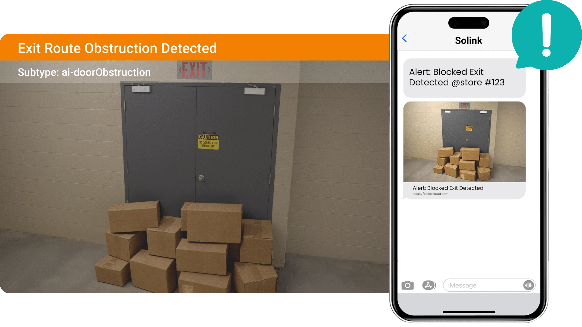 A few storage boxes blocking an exit door
