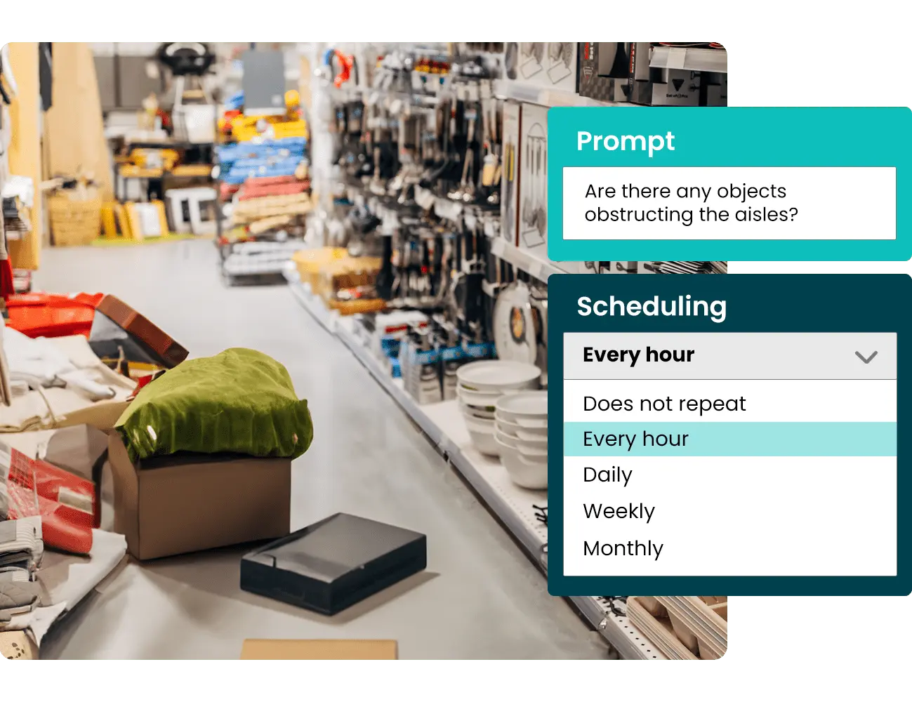 Objects obstructing the aisles