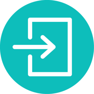 icon of a door with an arrow describing data in