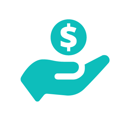 Illustration of a teal hand with a dollar sign coin above it, symbolizing financial transactions or economic concepts.