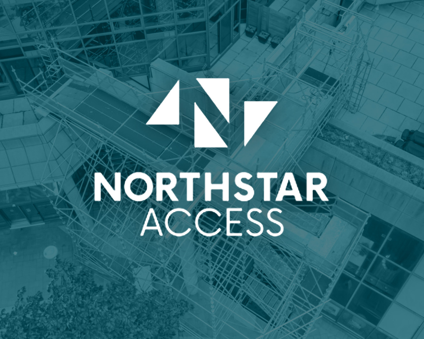 A teal-tinted image of scaffolding around a building with the "Northstar Access" logo prominently displayed in the center.