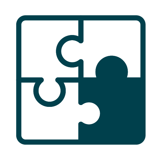 Icon of a four-piece puzzle, with the bottom right piece missing.