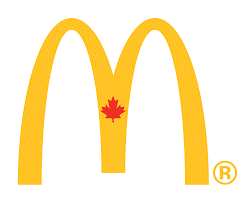 Yellow McDonald's logo with a red maple leaf in the center, symbolizing Canada.