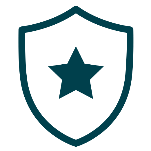 A dark teal shield icon with a star in the center.