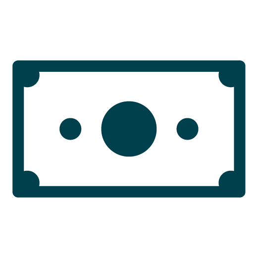 Icon of a rectangular paper currency note with rounded corners and simple circular and rectangular details in the center.