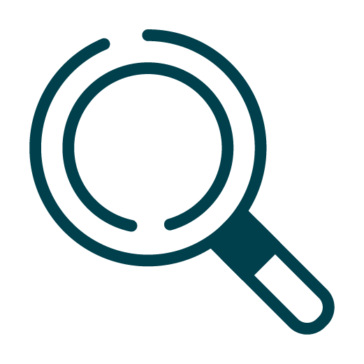 Simple magnifying glass icon, depicted with a circular lens and a straight handle, commonly used to represent search or zoom functions.