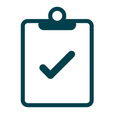Icon of a clipboard with a check mark in the center, indicating completion or approval.