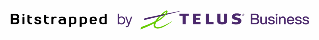 Logo showing the text "Bitstrapped by TELUS Business" with "TELUS" in purple and green stylized font.