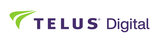 TELUS Digital logo with a green abstract swoosh on the left and "TELUS Digital" in purple text to the right.