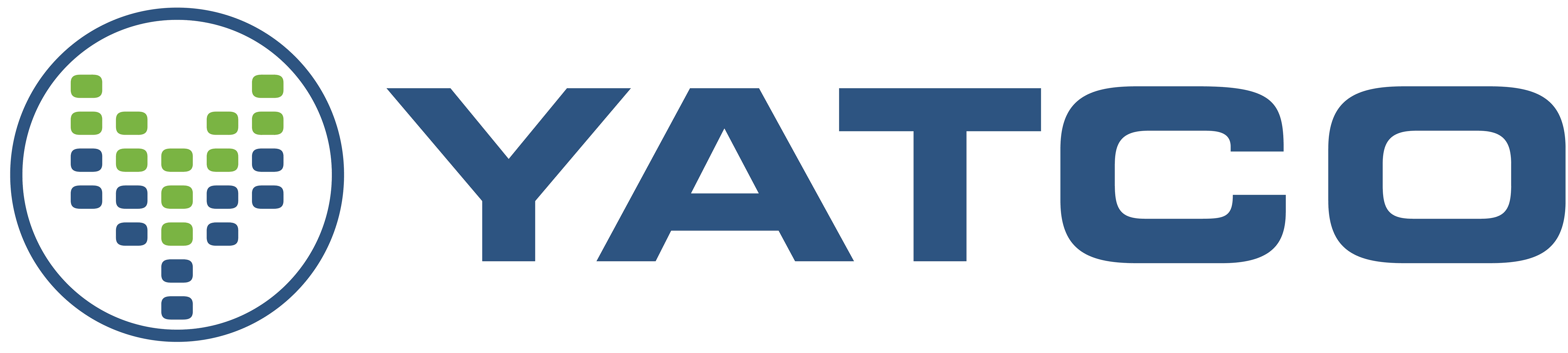 YATCO logo featuring blue uppercase text and a circular icon with green and blue squares forming a stylized "Y" on the left.