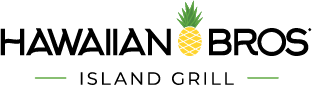 Hawaiian Bros Island Grill logo with a pineapple graphic in place of the letter "O" in "Bros.