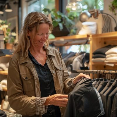 how do spider security tags work A woman looking at clothes in a store.